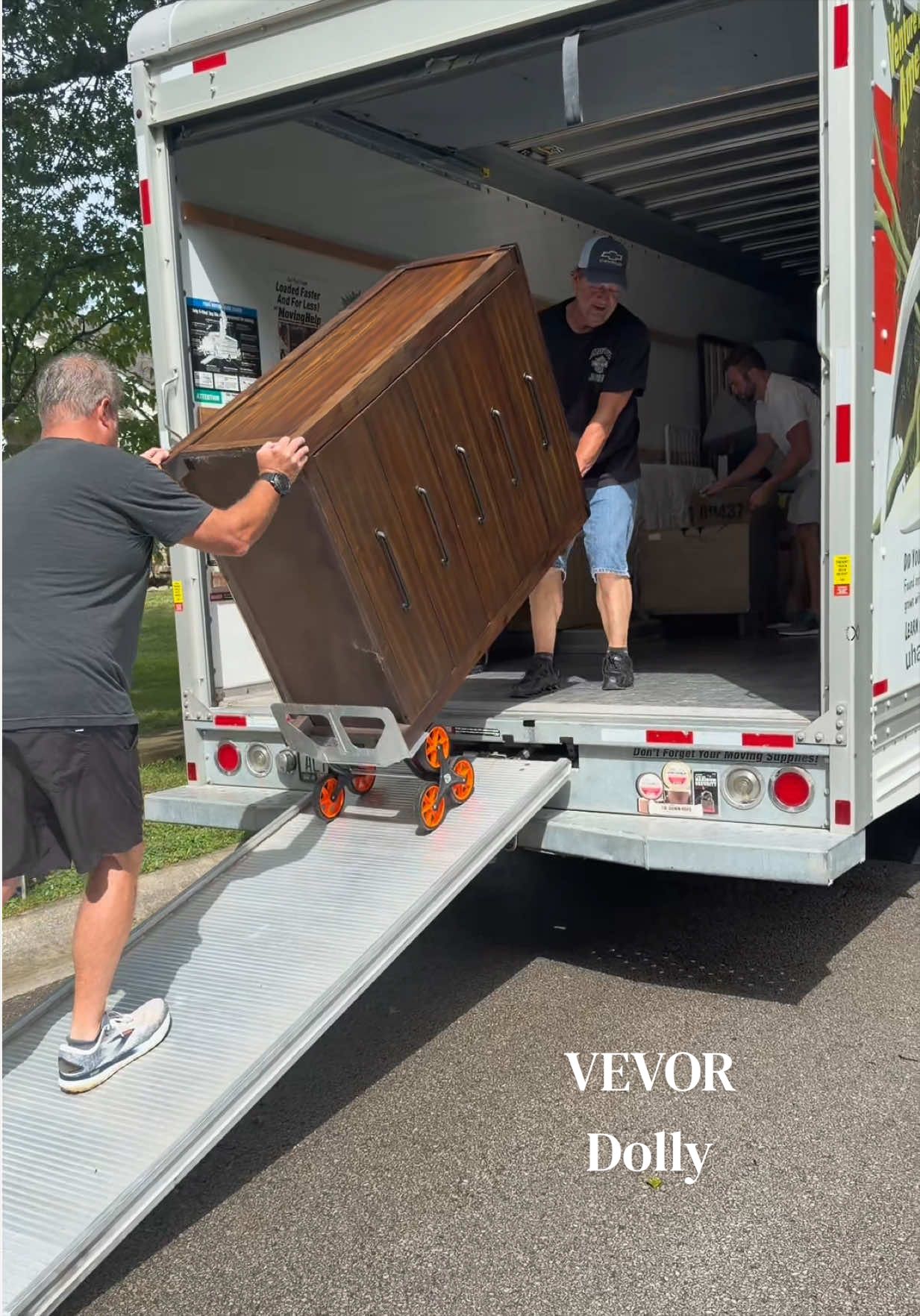 TikTok post by @styled_by_al for Vevor Outdoor Store US. Caption reads: Literally made moving so much easier! Could not....
