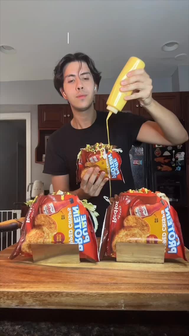 Instagram post by @benjixavierr for Frank's RedHot. Caption reads: 💪 High Protein Steak Walking Tacos 💪🌮

Your....