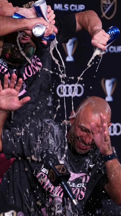 Instagram post by @mascherano14 for Major League Soccer. Caption reads: Miami having too much fun 🍾

@intermiamicf // MLS....