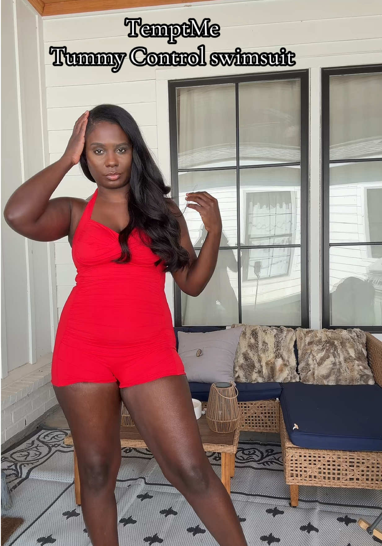 TikTok post by @elevatingwithelonn for Tempt Me Swimsuits. Caption reads: [...] and looks more like shorts. @Tempt Me....