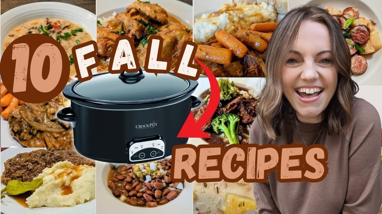 YouTube post by @MandyintheMaking for Delish. Caption reads: ULTIMATE FALL Slow Cooker Video! 10 Cozy Crockpot....