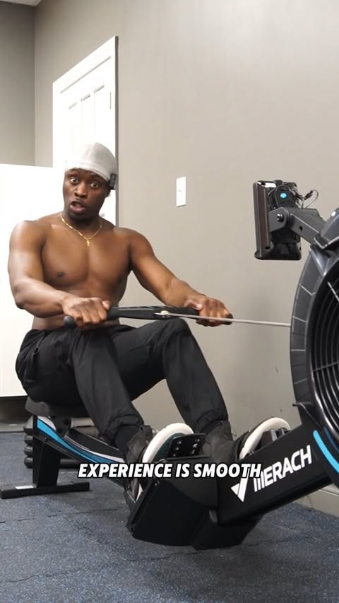 Instagram post by @danieljrstretch for Merach. Caption reads: Just got a new rower from @merachfit 😁

Used it....