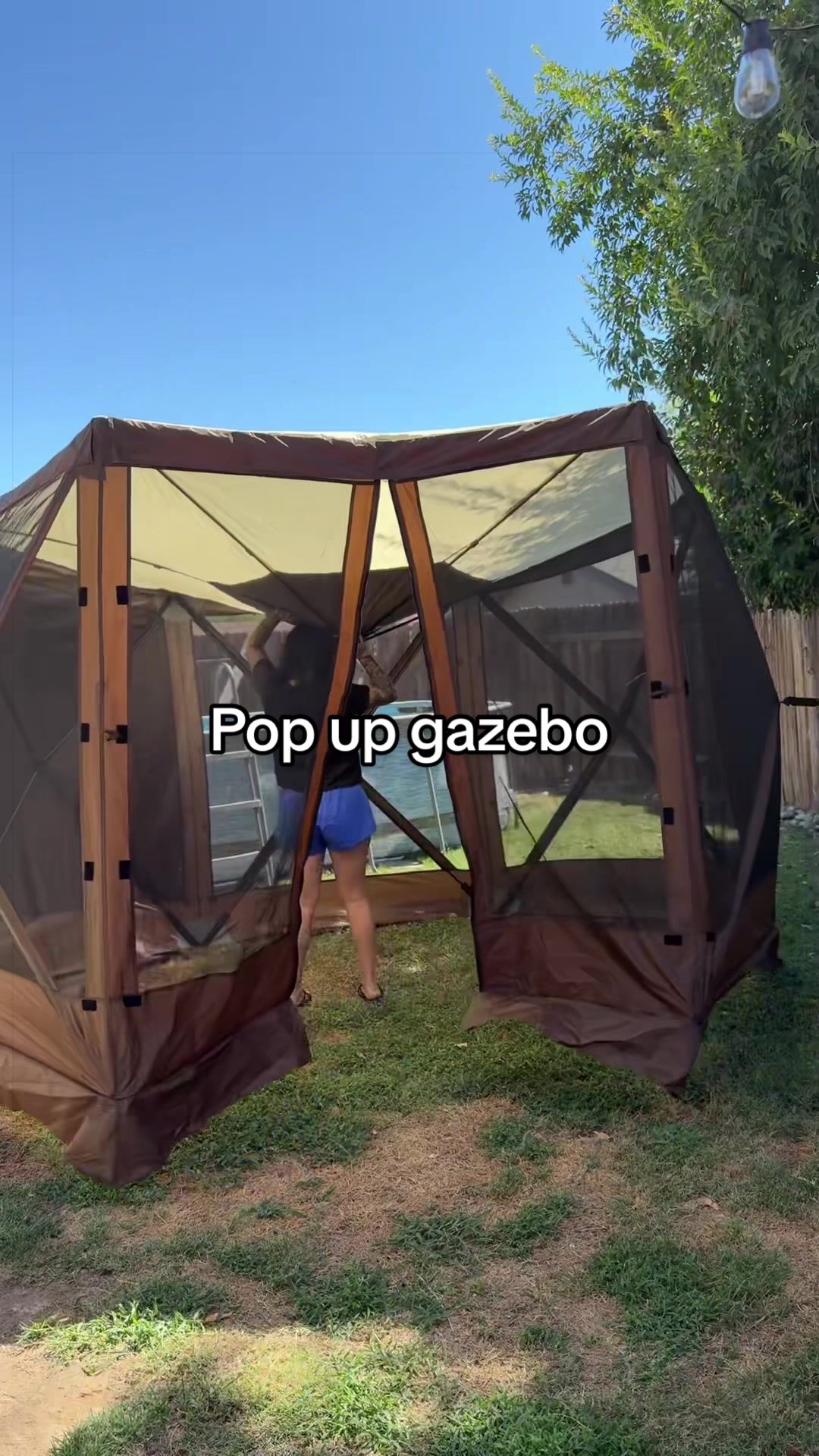 TikTok post by @allison__morrissss for VEVOR US. Caption reads: @VEVOR Home Improvement #canopy #gazebo #popup....