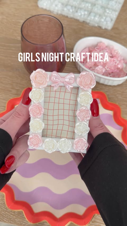 Instagram post by @marissa.charlotte for Tossware. Caption reads: Girls night craft using @tossware vibrant party....