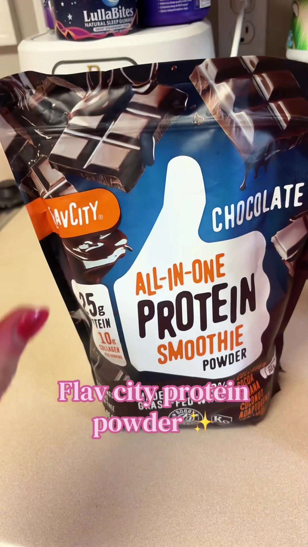 TikTok post by @kaylee.kayb.21 for ShopFlavCity. Caption reads: @ShopFlavCity is some really good protein powder!....