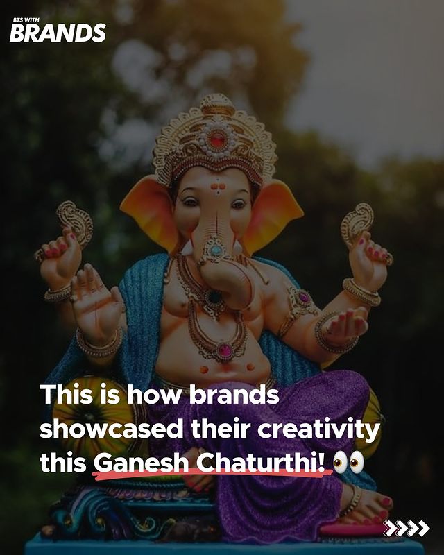 Instagram post by @btswithbrands for Croma. Caption reads: How brands reacted on Ganesh Chaturthi ❤️🥰.
