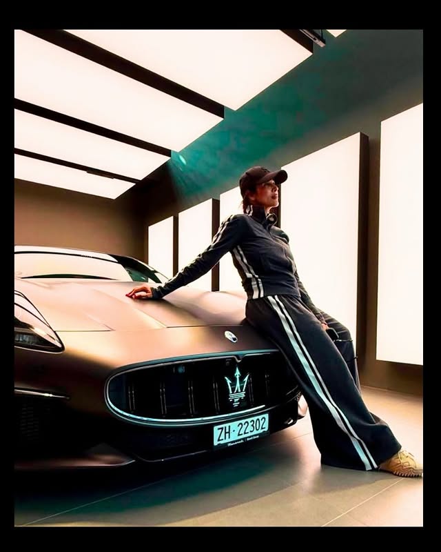 Instagram post by @malaikaaroraofficial for Maserati. Caption reads: [...] views and every beautiful drive in my....