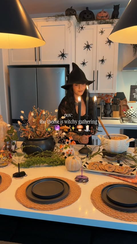 Instagram post by @thefighome for World Market. Caption reads: Setting up for my coven w/ all my @worldmarket....