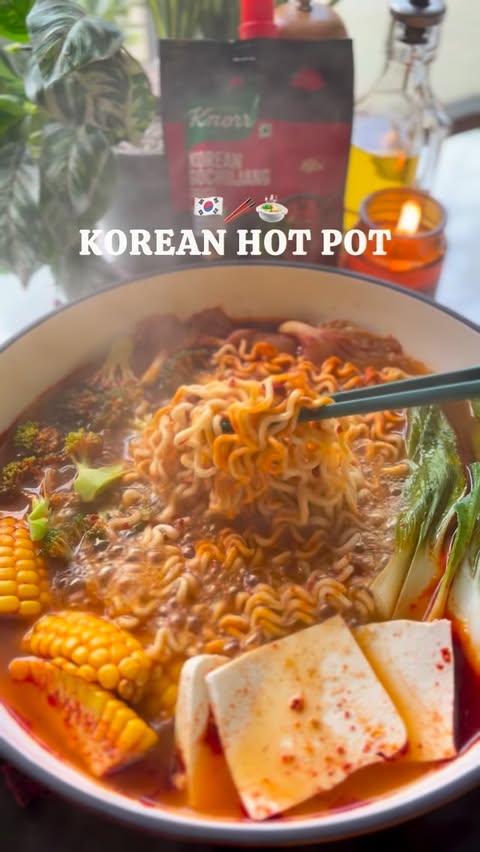 Instagram post by @krishas_pantry for Knorr. Caption reads: [...] current comfort meal 🍜🥰 I love using....