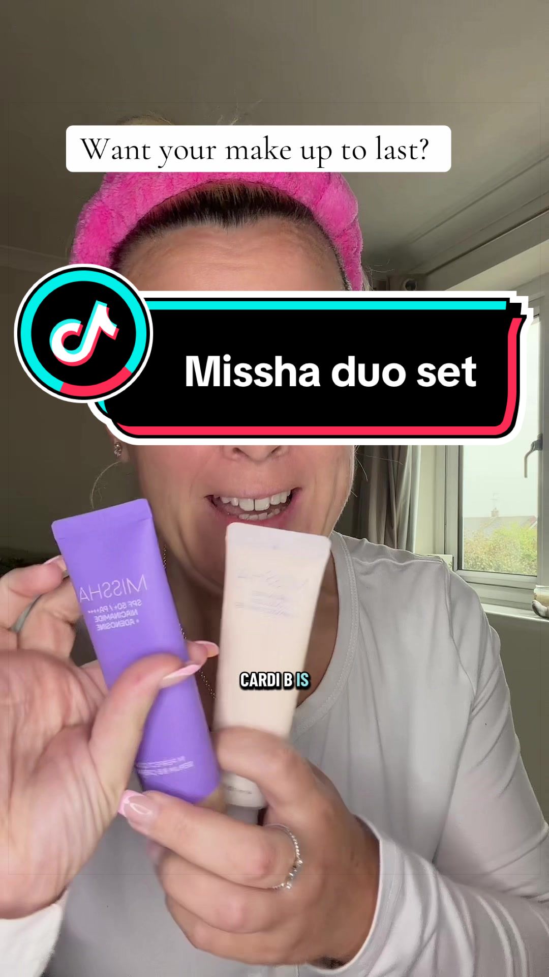TikTok post by @soph.h32 for Missha. Caption reads: [...] this duo set! My makeup last so long 🥰....