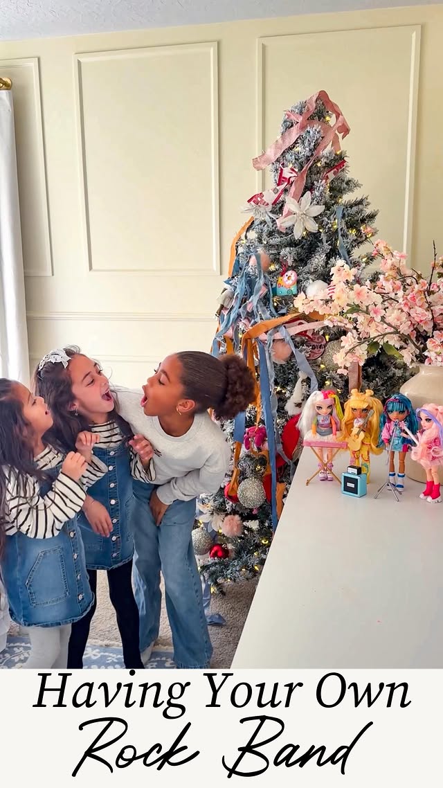 Instagram post by @hellopalmerfamily for Rainbow High. Caption reads: What little girl wouldn’t want their own rock band....