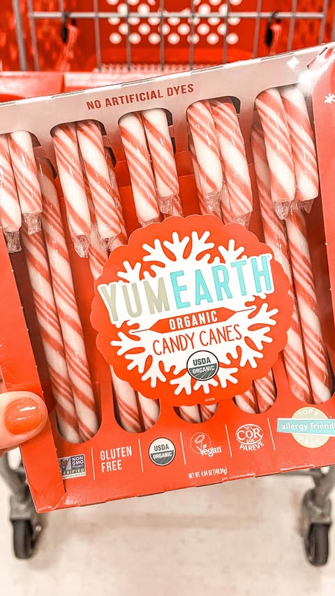 Instagram post by @targettakesmypaycheck for YumEarth. Caption reads: @yumearth yumearth candy canes are at Target!....