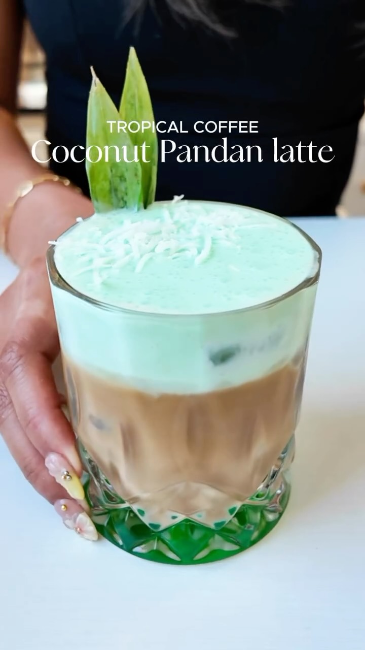 Instagram post by @chi.homecafe for Califia Farms. Caption reads: Coconut Pandan latte aka Buko Pandan latte....