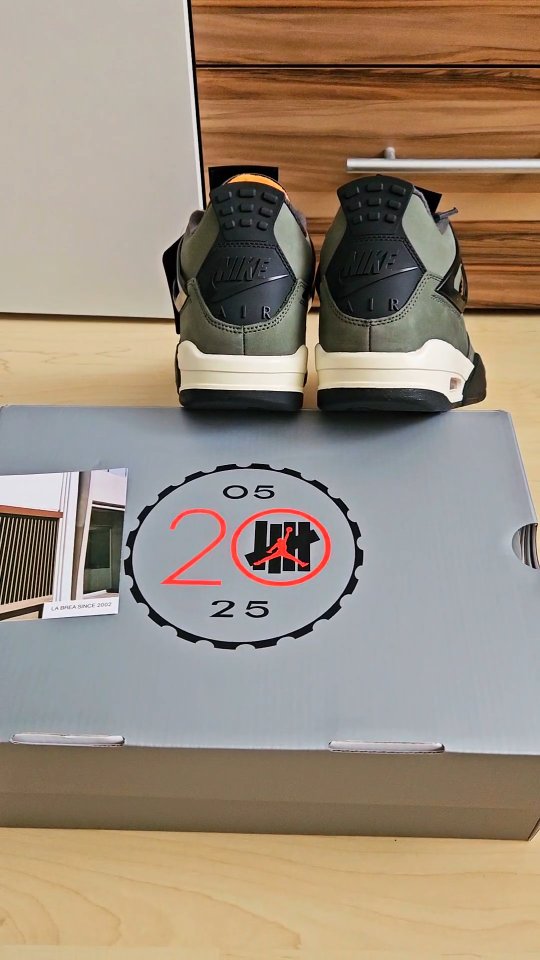 Instagram post by @thaomymignon for Nice Kicks. Caption reads: Jordan 4 x Undefeated '25 

Remember when the J4....