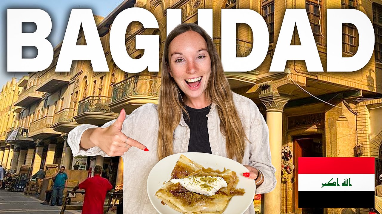 YouTube post by @bevetravels for SafetyWing. Caption reads: Overeating Iraqi Food in Baghdad 🇮🇶 (The Most....