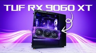YouTube post by @BooredAtWork for B&H Photo Video. Caption reads: Asus TUF RX9060XT 16GB OC Edtion Unleashed!.