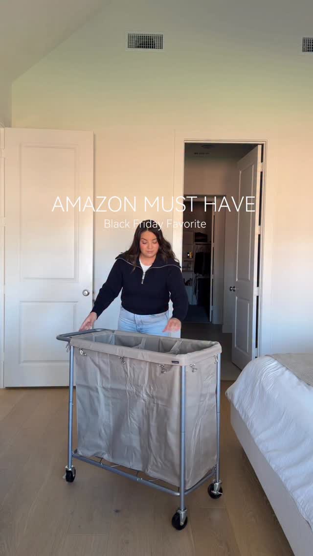 Instagram post by @erikadmarin for SONGMICS HOME. Caption reads: This rolling laundry hamper is not only beautiful....