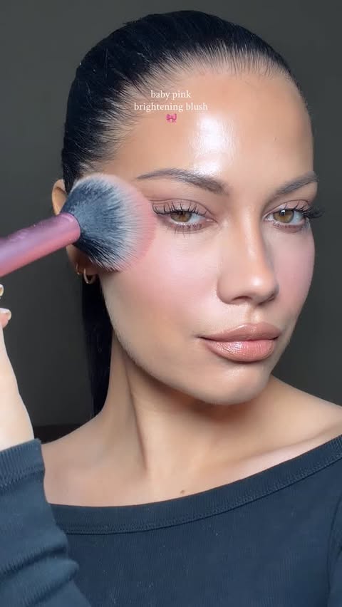 Instagram post by @jacintaspencer for Kylie Cosmetics. Caption reads: My current blush obsession to brighten and lift my....