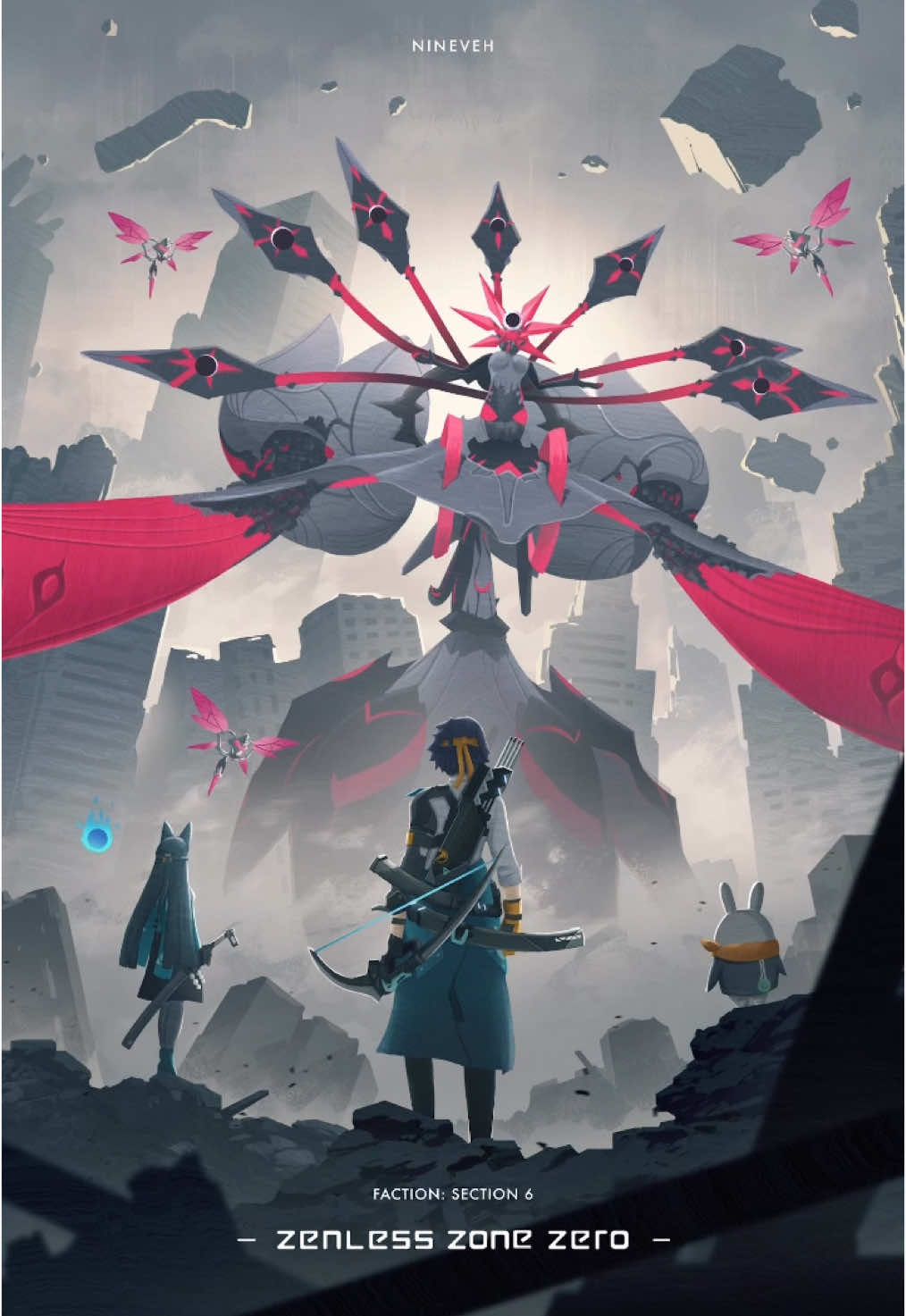 TikTok post by @philipsue_art for Zenless Zone Zero. Caption reads: Zenless Zone Zero ✨ Artwork commissioned by....