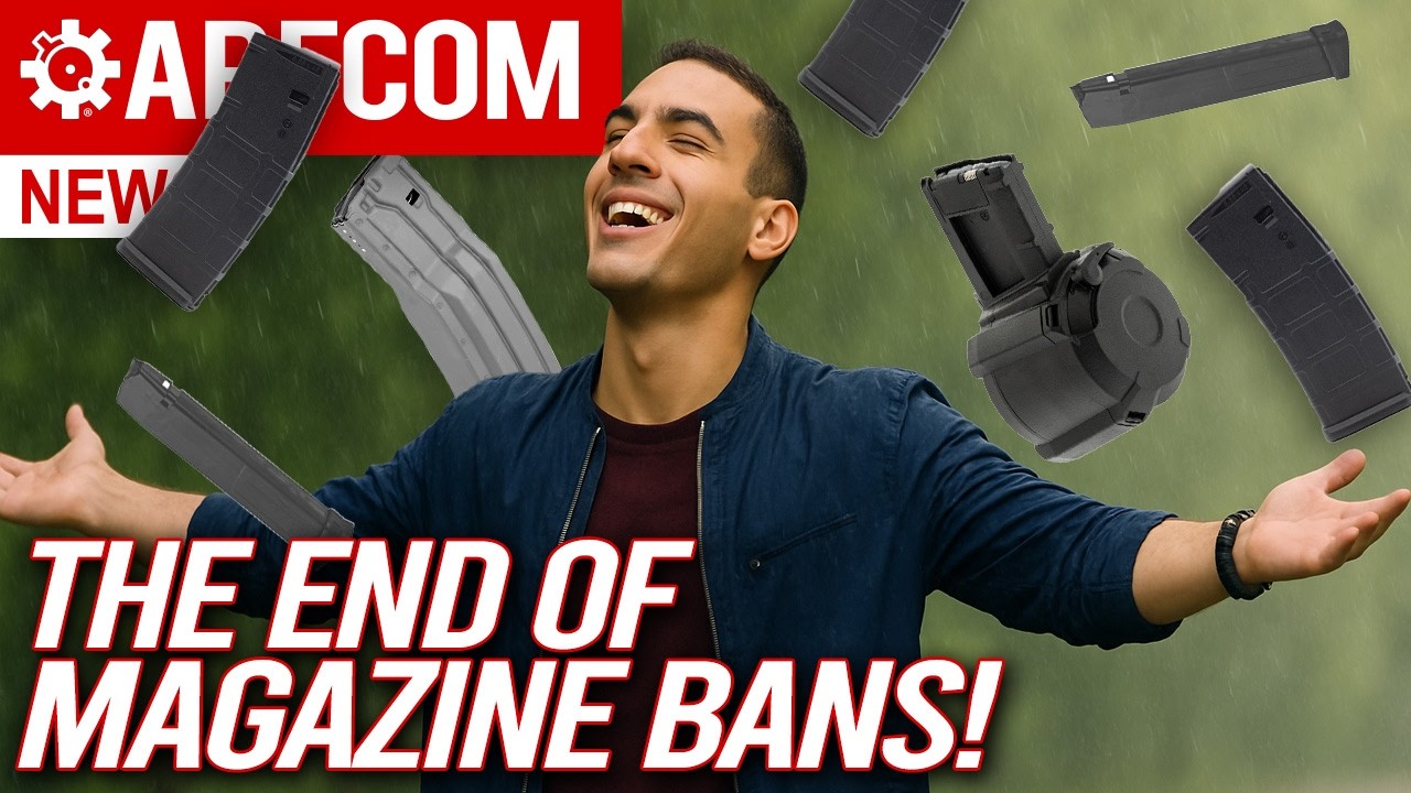 YouTube post by @ARFCOMNews for Vortex Optics. Caption reads: Mag Bans BANNED | Arrested For Home Carry |....