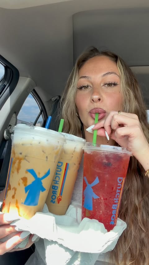 Instagram post by @tay1orwright for Dutch Bros Coffee. Caption reads: the new @dutchbroscoffee fall drinks are all....