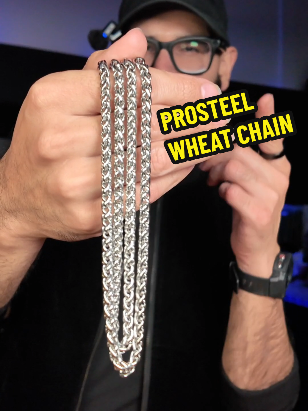 TikTok post by @raw0nline for PROSTEEL. Caption reads: @PROSTEEL has a beautiful wheat chain and you....