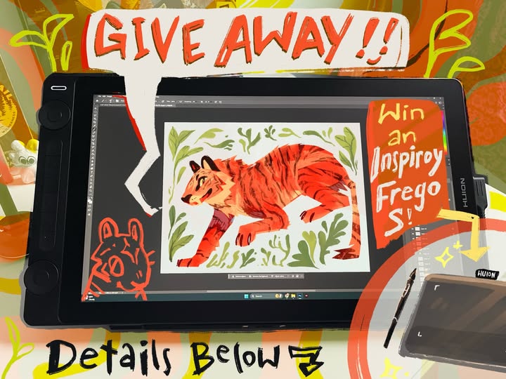 Instagram post by @andewitt.art for HUION. Caption reads: [...] is @/conifercove_ ! ✶⋆.˚ Hi guys!! Huion was....