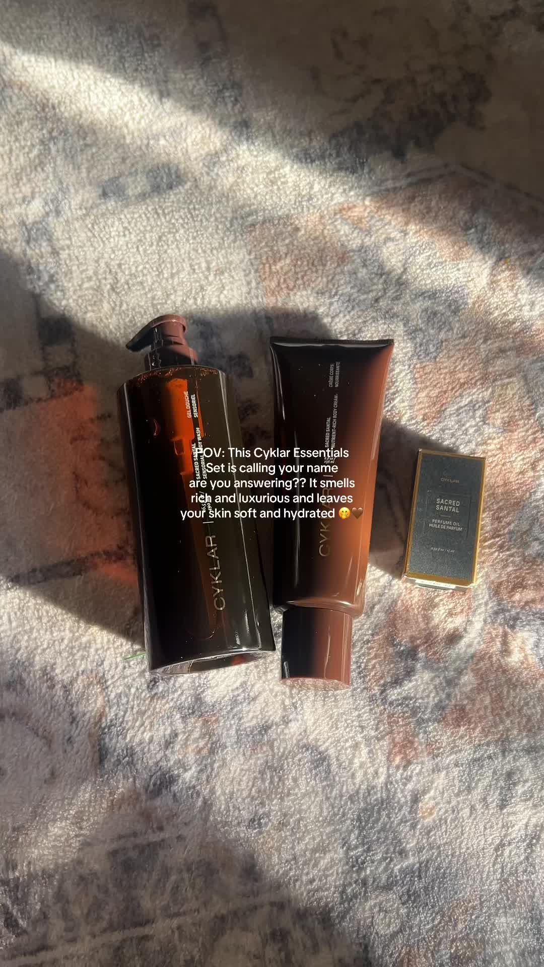 TikTok post by @hayleylifestylecreator for CYKLAR. Caption reads: @CYKLAR essentials set is calling your name it’s....