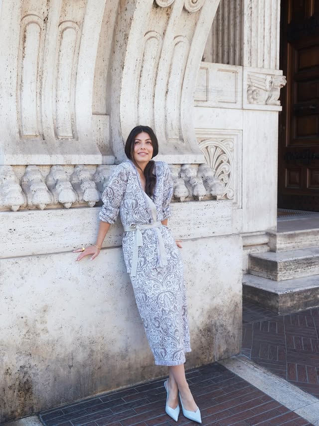 Instagram post by @lamastronardi for Falconeri. Caption reads: Charming spring @falconeriofficial ❣️ #Falconeri....