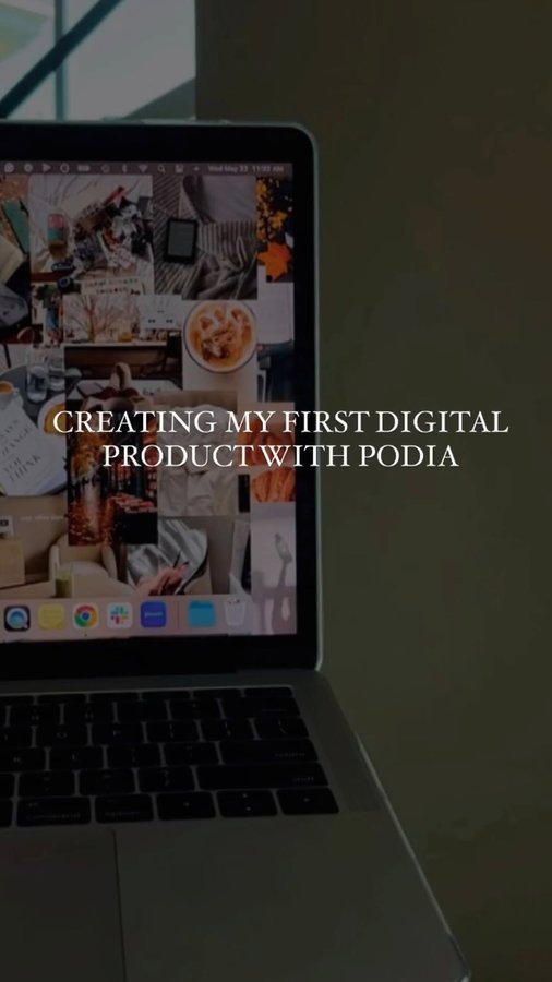 Instagram post by @thesarahburk for Podia. Caption reads: [...] way to set it up and sell it. Enter: Podia....