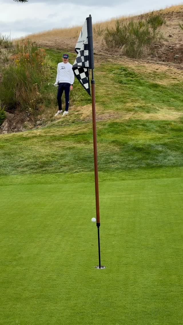 Instagram post by @macbouchergolf for TaylorMade Golf. Caption reads: Almost had 2 in 1 day 👀 #golf #trickshot.