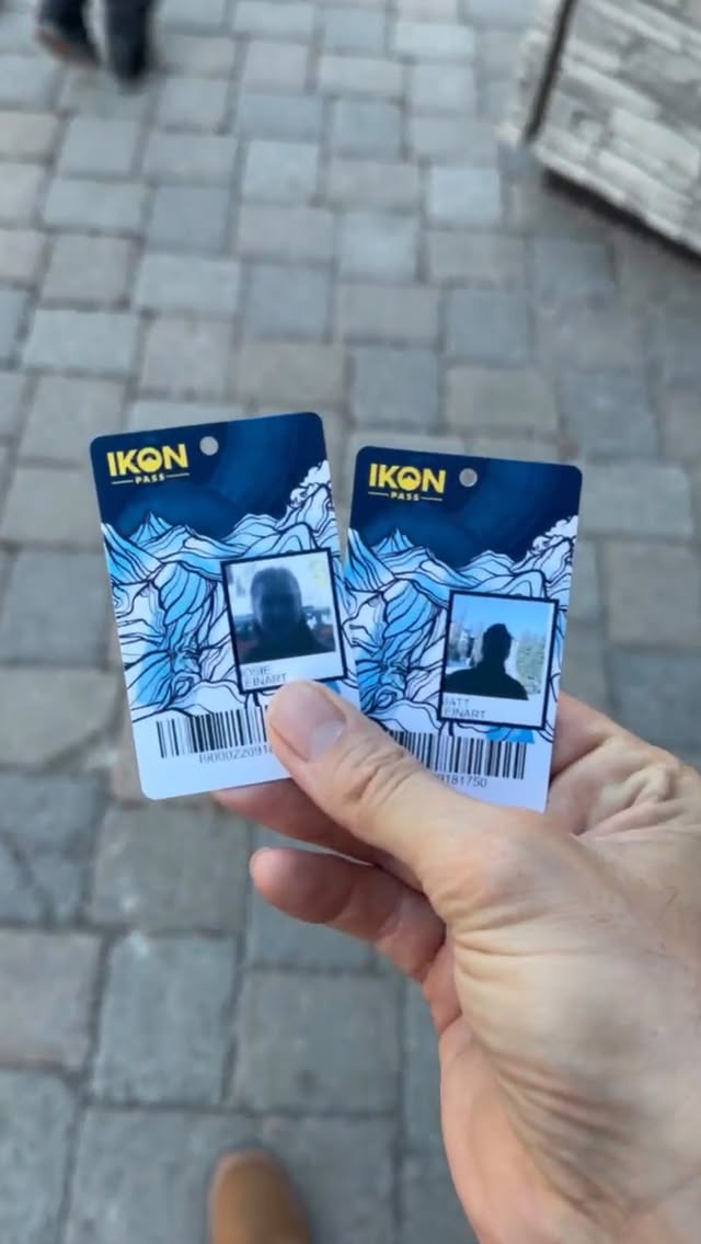 Instagram post by @mattleinartqb for Ikon Pass. Caption reads: [...] advice for skiing in your 40s: get an....