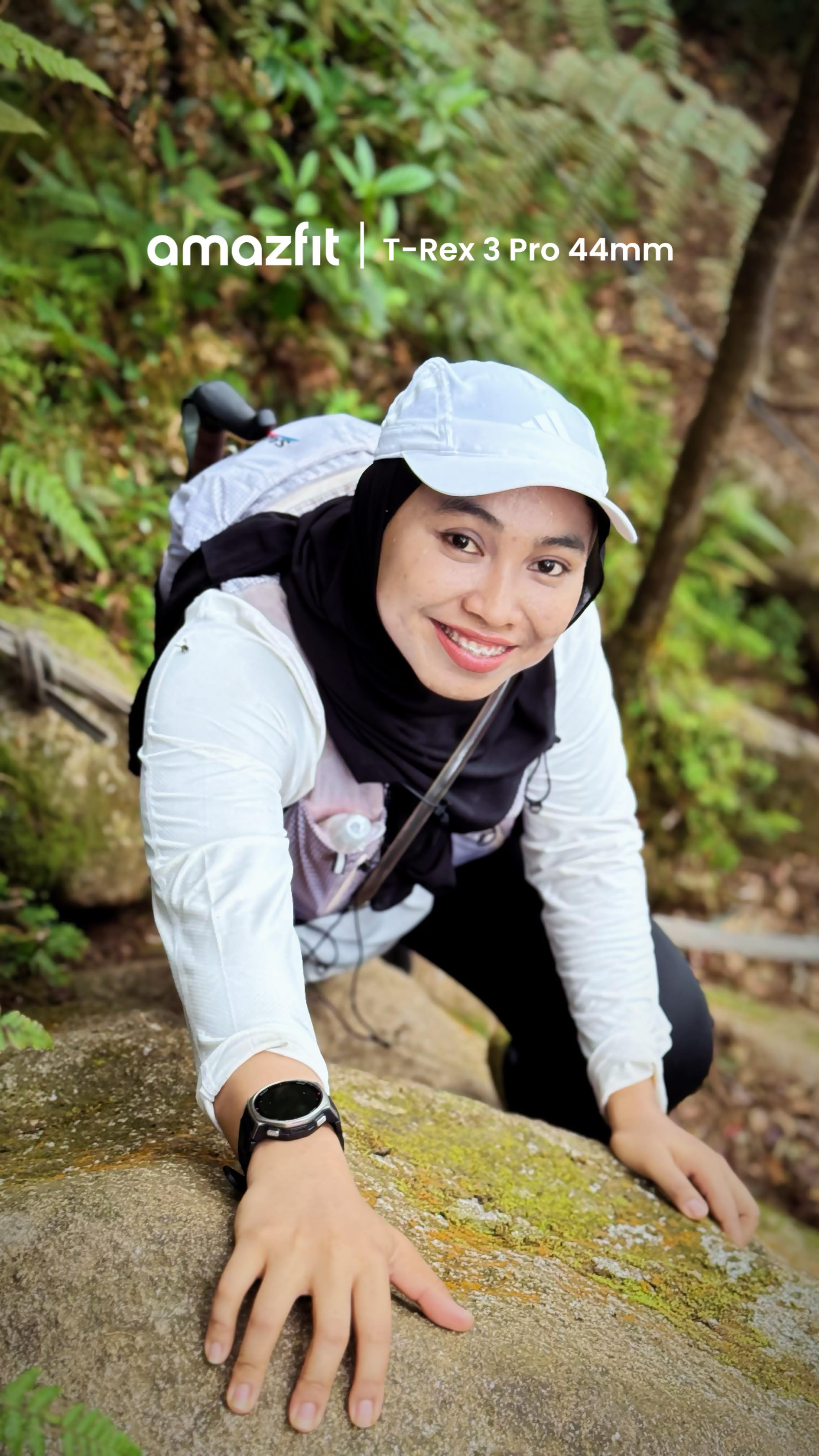 Instagram post by @sofea.sufian for Amazfit. Caption reads: Kadang-kadang perjalanan paling mencabar bukan....