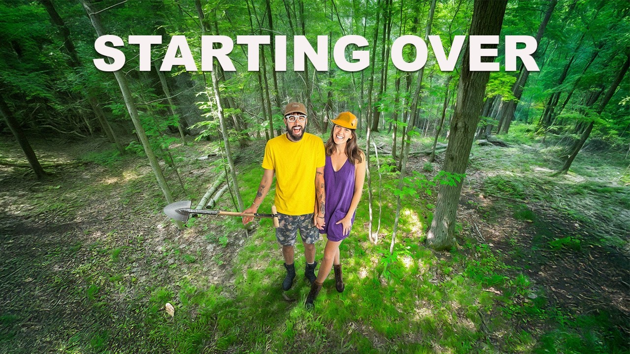 YouTube post by @eamonandbec for BetterHelp. Caption reads: Our New Off-Grid Build (raw land).