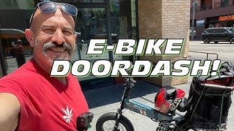 YouTube post by @yogadude1234 for Jasionbike. Caption reads: DOORDASH ON A E-BIKE A BIG CHANGE FOR ME! The....