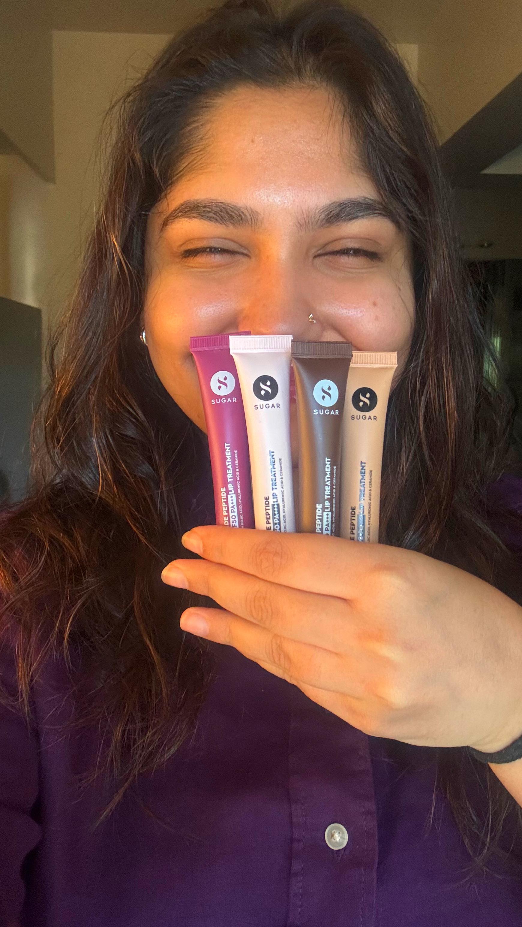 Instagram post by @thatindianchick_ for SUGAR Cosmetics. Caption reads: All I want in a man is for him to take my problems....