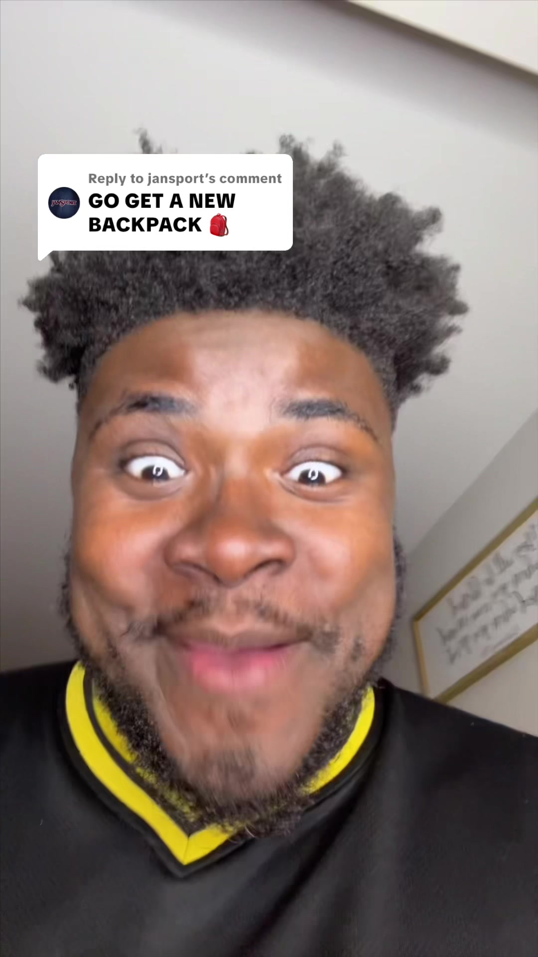 TikTok post by @marquaythegoat for JanSport. Caption reads: Replying to @jansport I love my @JanSport....