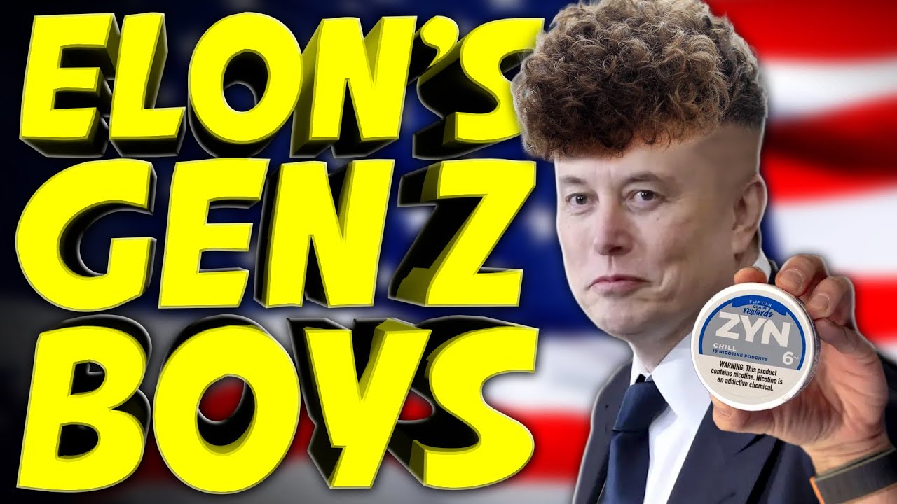 YouTube post by @InternetTodayTV for HuffPost. Caption reads: Elon's Gen Z Boys Have Replaced the Federal....