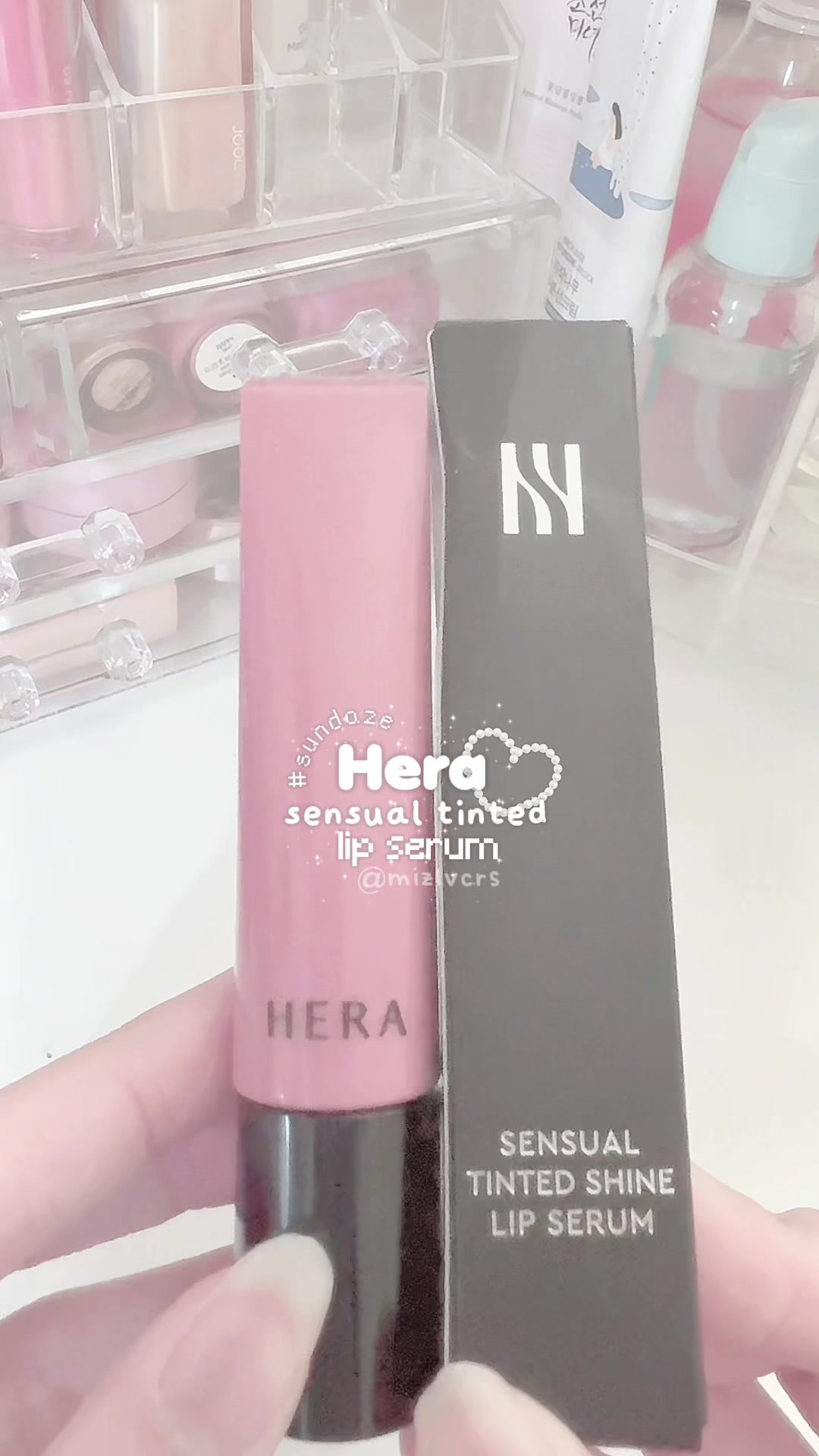 TikTok post by @mizlvcrs for HERA KR. Caption reads: hera sensual tined lip serum @HERA KR #fyp #foryou....