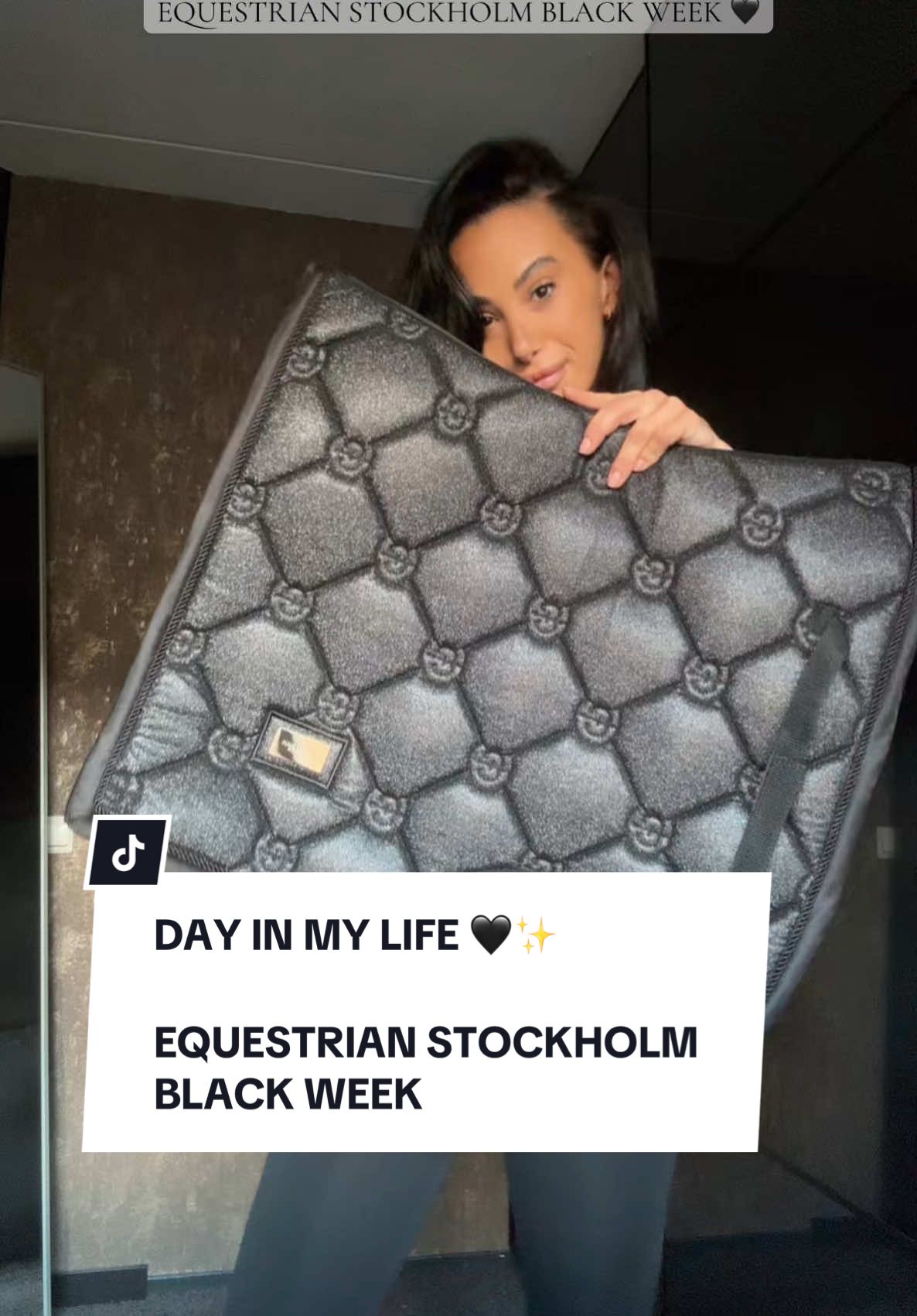 TikTok post by @maureenmay.wybren for EQUESTRIAN STOCKHOLM. Caption reads: EQUESTRIAN STOCKHOLM’S BLACK WEEK HAS STARTED WITH....