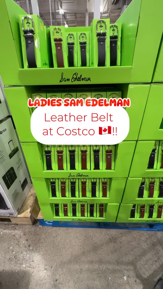Instagram post by @costcofindscanada for Sam Edelman. Caption reads: Ladies Leather Belts from @sam_edelman now....