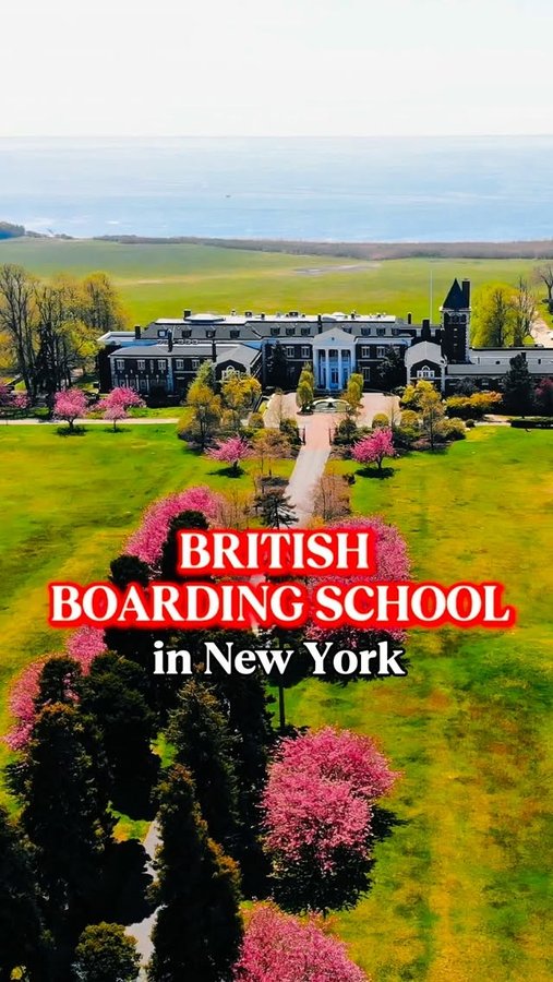 Instagram post by @harrownewyork for Discover Long Island. Caption reads: ✨A British boarding school… in NEW YORK?!....