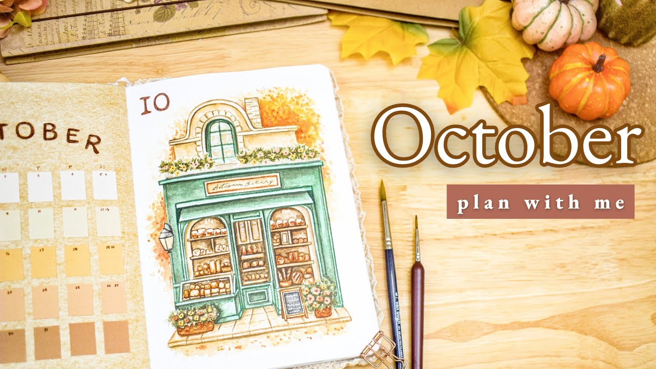 YouTube post by @CharizzeT for Paperwrld. Caption reads: October 2024 Bullet Journal Setup • PLAN WITH ME....