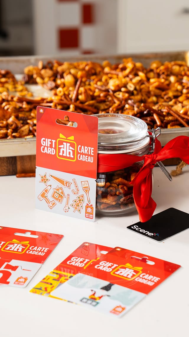 Instagram post by @andyseastcoastkitchen_ for Home Hardware. Caption reads: [...] A big batch of Nuts & Bolts and a Home....