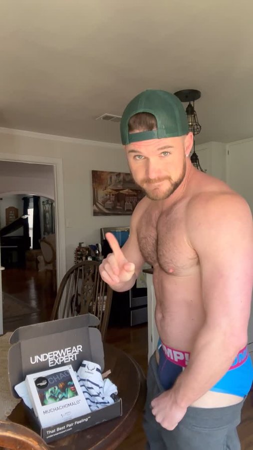 Instagram post by @the.scruffy.texan for Underwear Expert. Caption reads: I woke up this morning feeling ready to take on....
