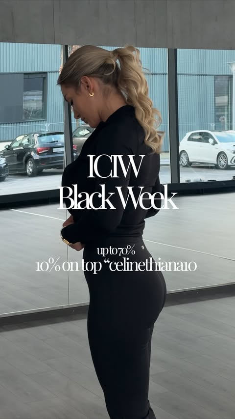 Instagram post by @celinethiana for ICANIWILL. Caption reads: @icaniwill Black Week Sale 🖤
get up to 70% and....