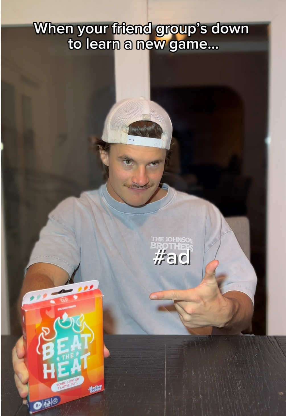 TikTok post by @the.johnsonbrothers for Hasbro. Caption reads: These are the best nights🥹 #ad @Hasbro Games ....