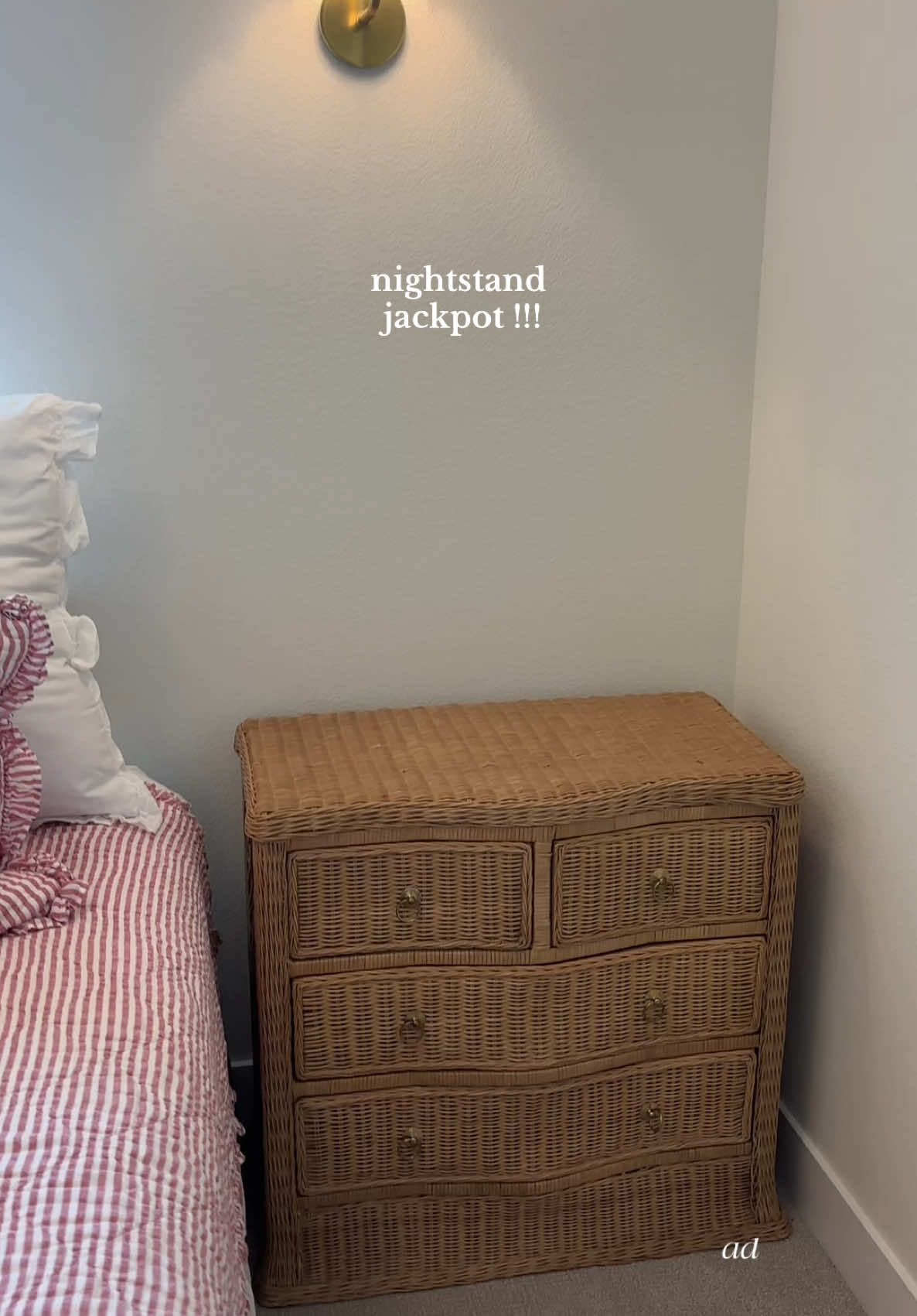 TikTok post by @alexandracolleen for TJ Maxx. Caption reads: #ad the coastal grandma nightstands of my DREAMS....