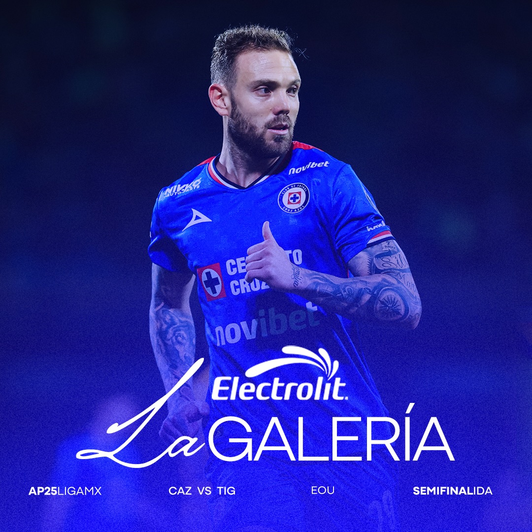 Instagram post by @cruzazul for Electrolit. Caption reads: [...] galería. 📸

Presentada por....