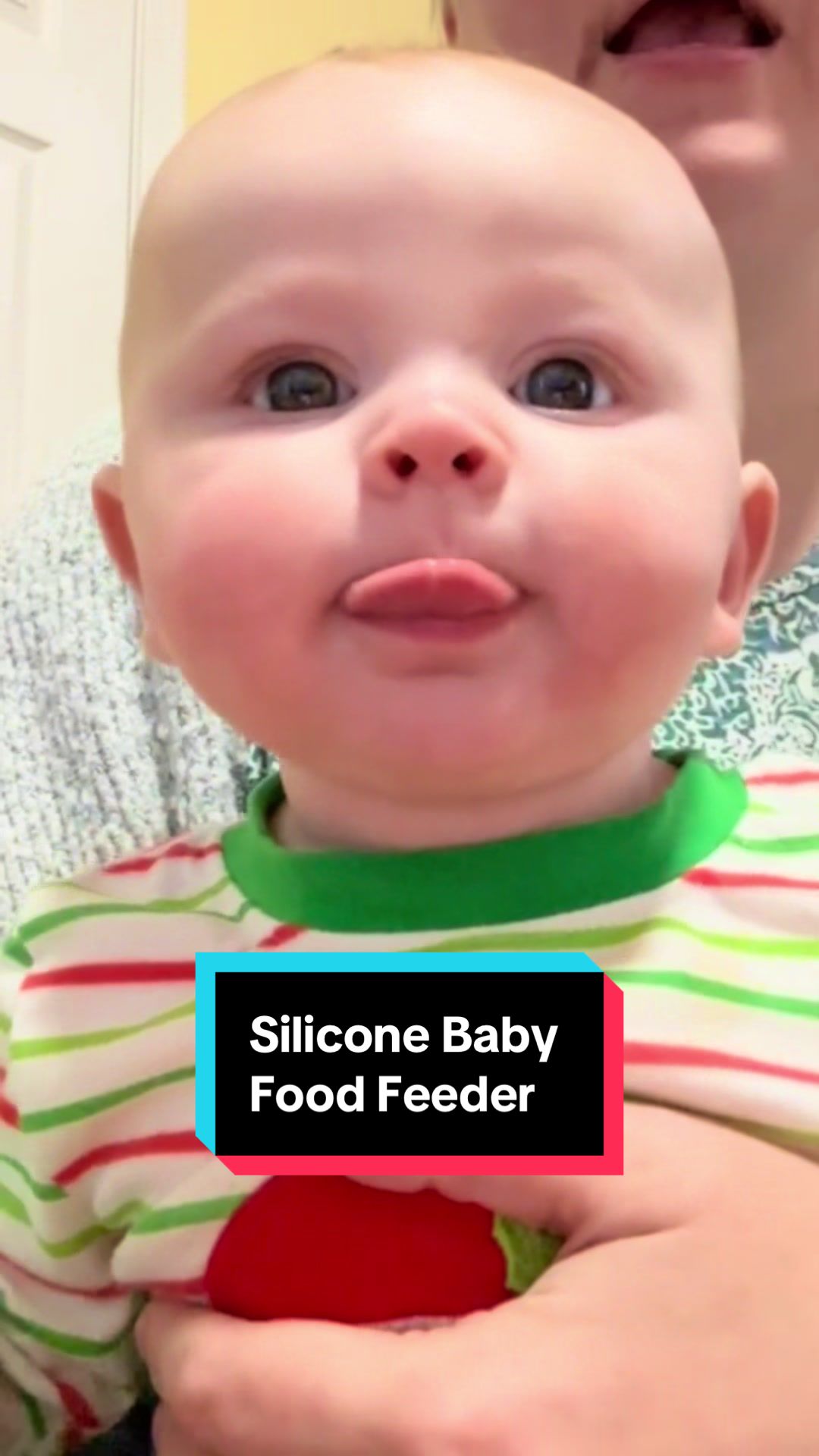 TikTok post by @memawsmunchies for WeeSprout. Caption reads: [...] #TeethingRelief #babyfood @WeeSprout.